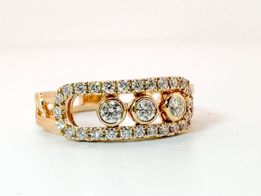 14K, Yellow gold, movable natural diamond ring. .41 carat total weight.