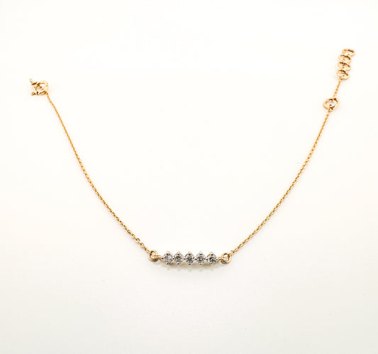 14K,Yellow gold .11 diamond total weight, ajustable lab diamond  bracelet.