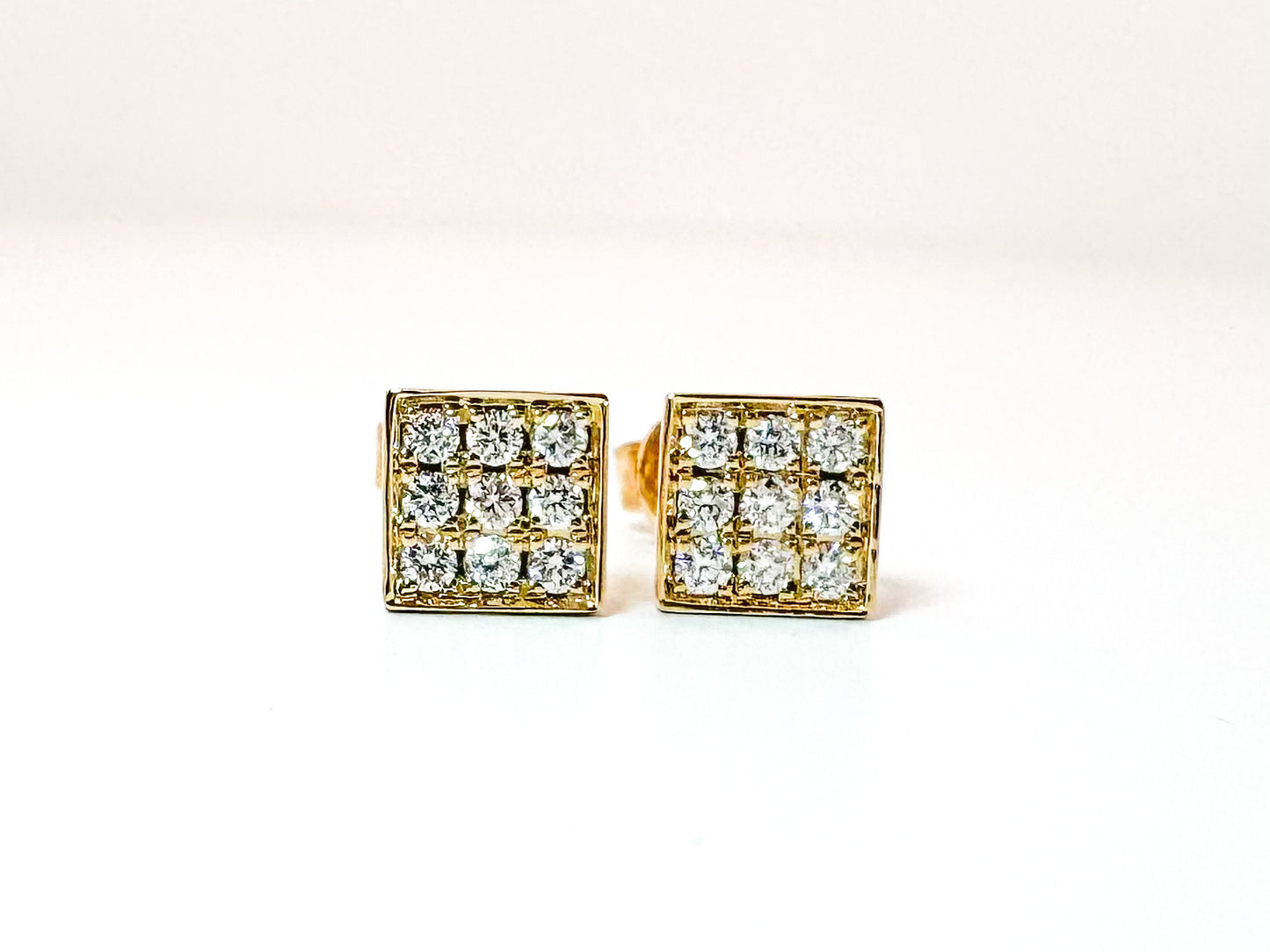 14k, Yellow gold, .25 carat total weight, diamond earrings.