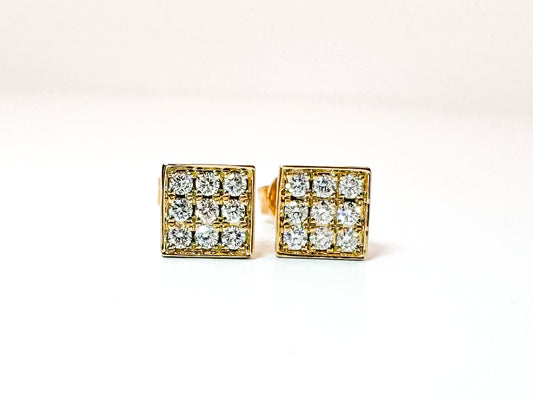 14k, Yellow gold, .25 carat total weight, diamond earrings.