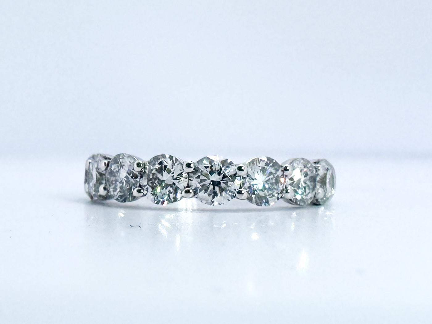 14K, White gold 2.50 diamond total weight,  lab grown band. VS2 F-G