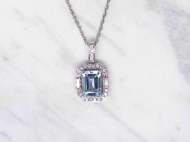 Aquamarine and Diamond Pendant