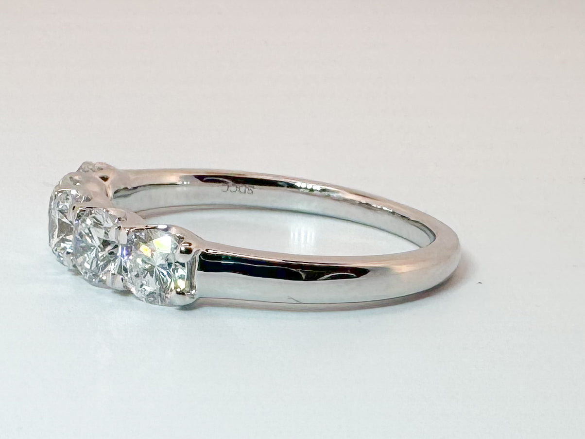 14K white gold (5) Lab grown diamond wedding band/Anniversary ring. 1.00 carat total weight.
