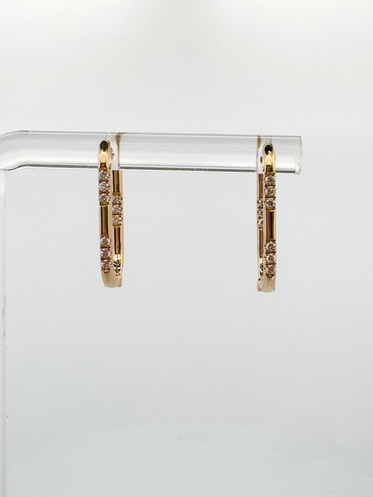 Diamond paperclip hoops with scatter diamond accents