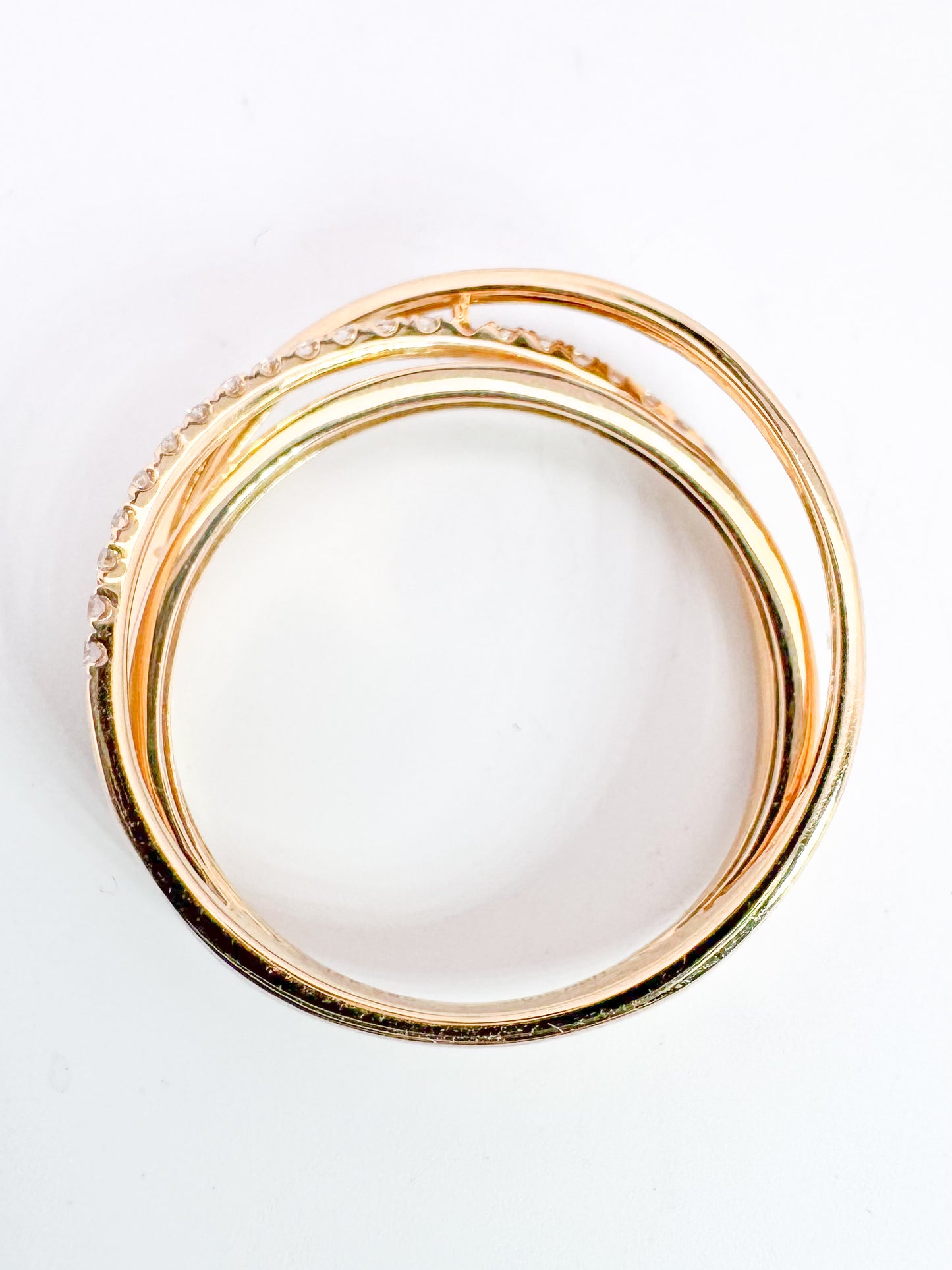 14k, yellow gold, multi, diamond band ring. .15 carats.