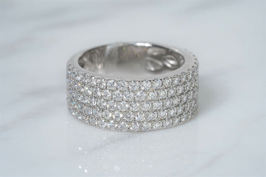 Five row wide diamond pave band