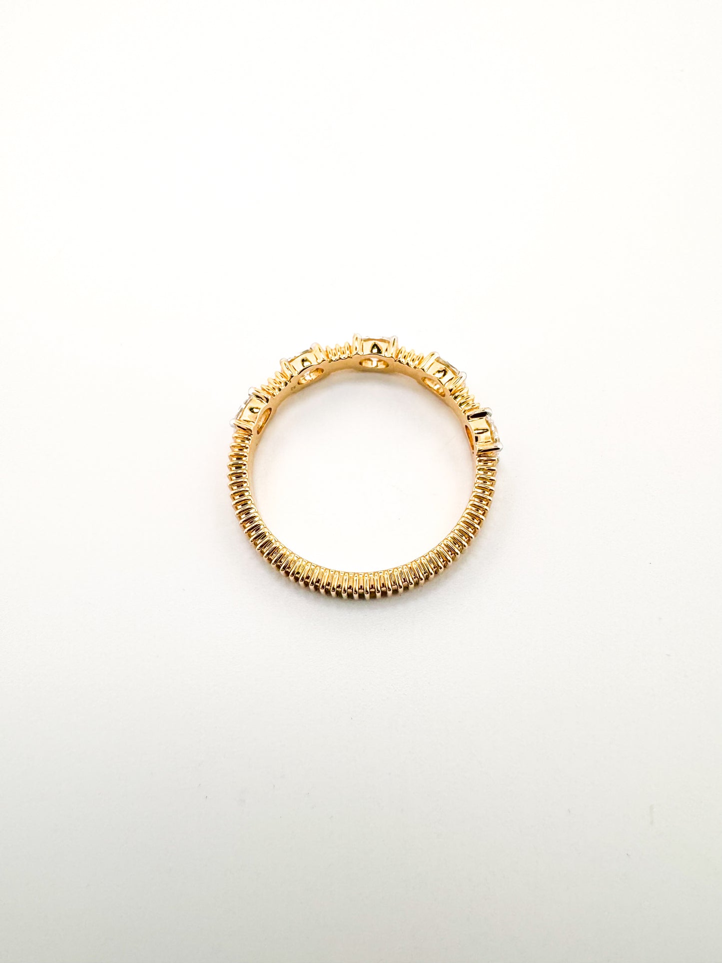 14K yellow gold, ribbed lab diamond band. .65 total weight.