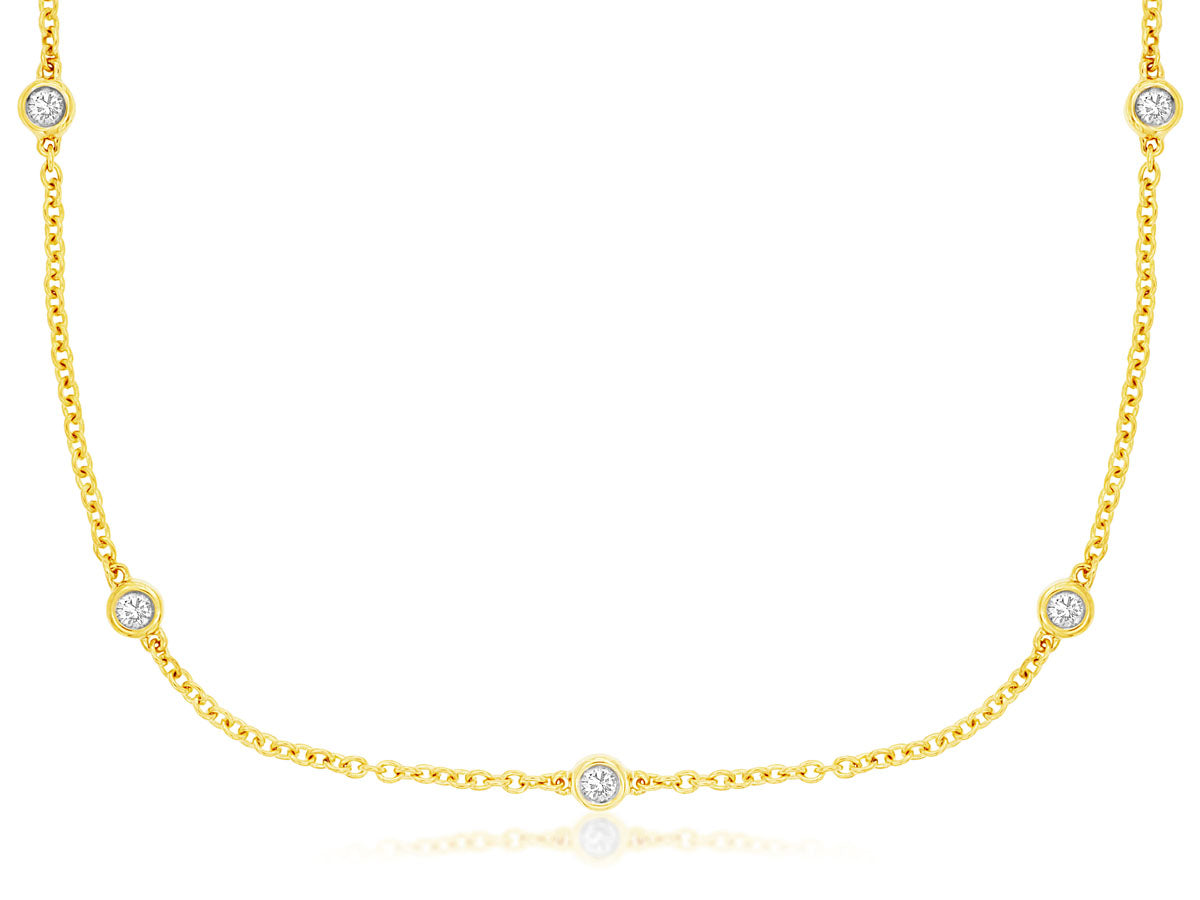 14K, Yellow gold, .20 diamond total weight, diamonds by the yard.