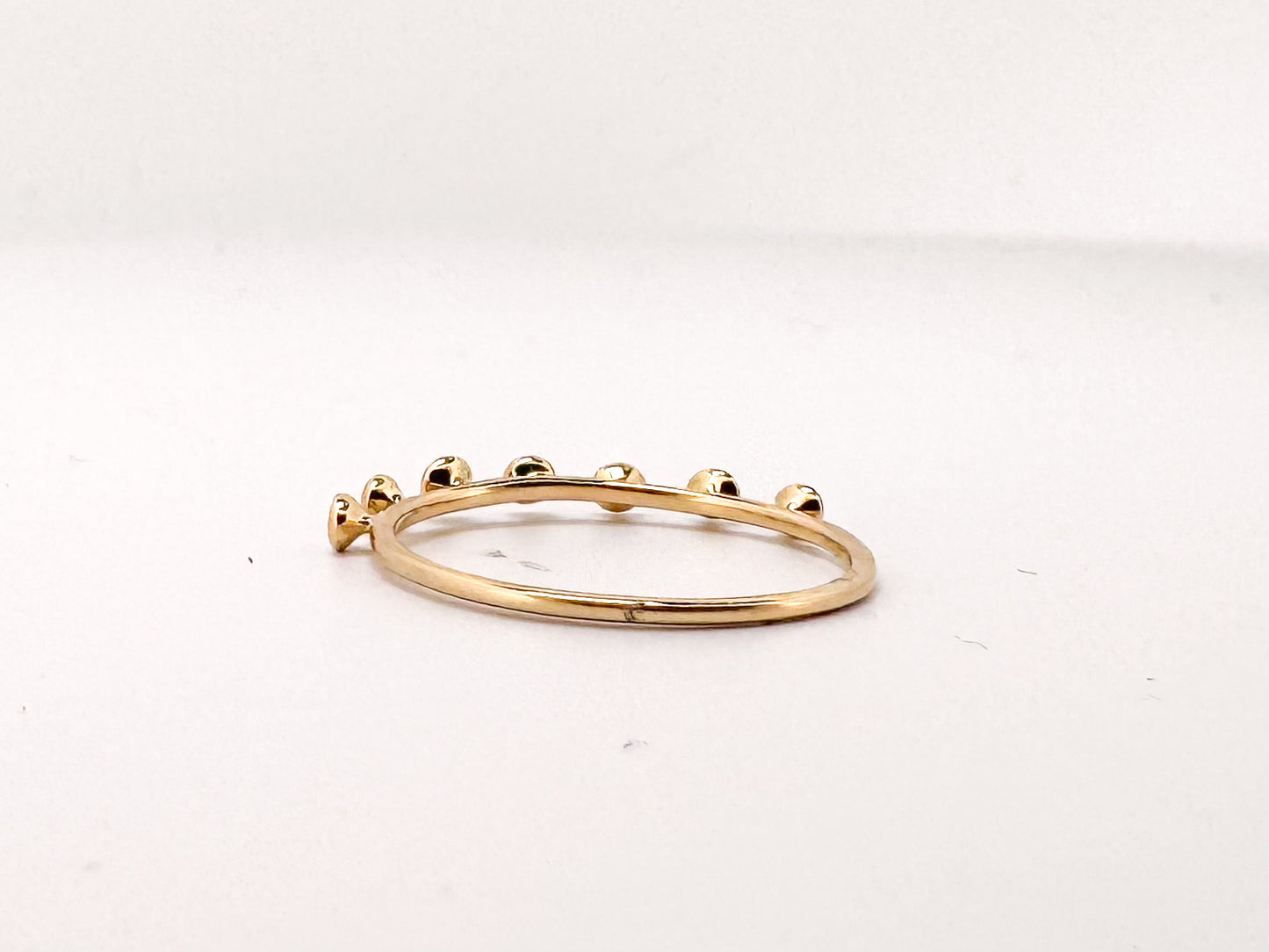 14K, Yellow gold, bezel set diamond wedding or stacker band.