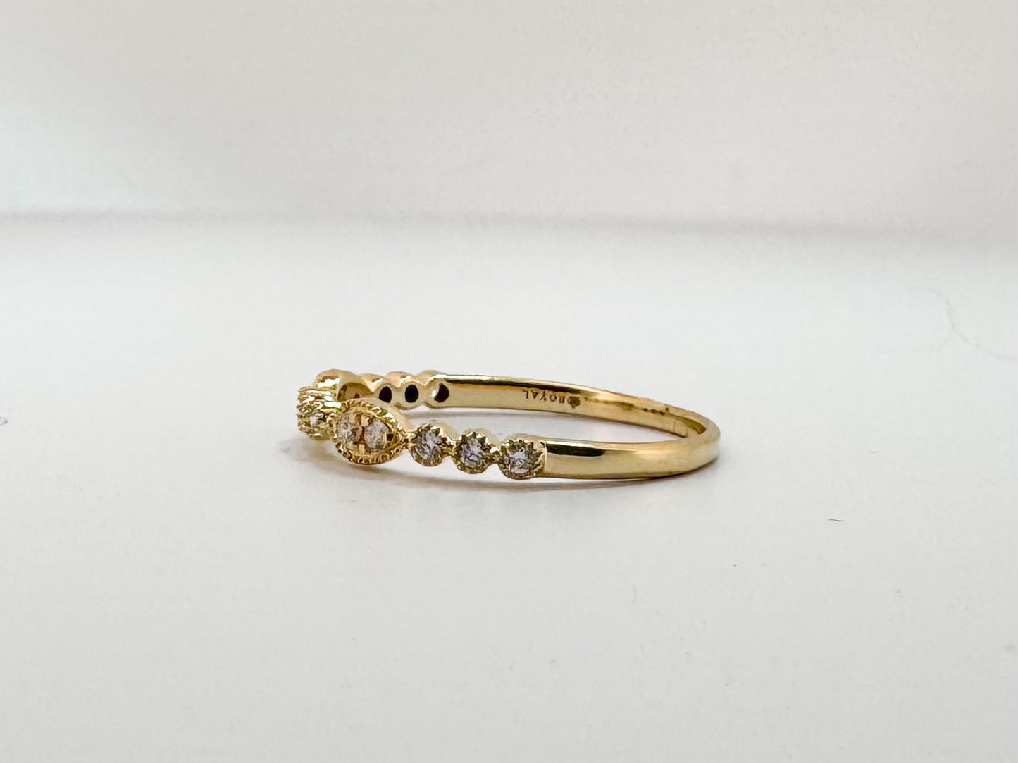 14K, yellow gold, .15 diamond total weight, wedding band.