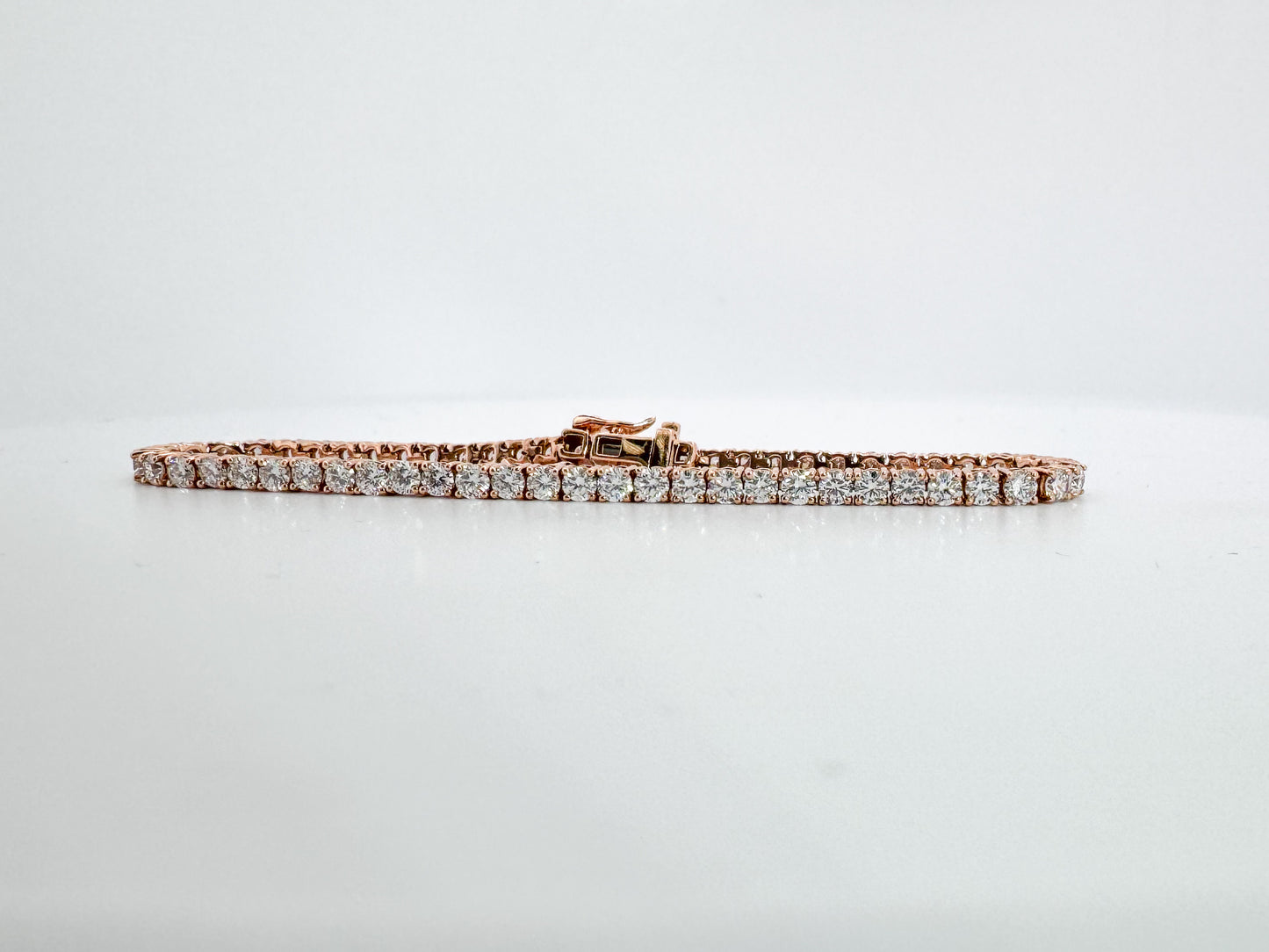 14k, Rose gold 5.00 carat, lab diamond tennis bracelet VS1//VS2 E-F