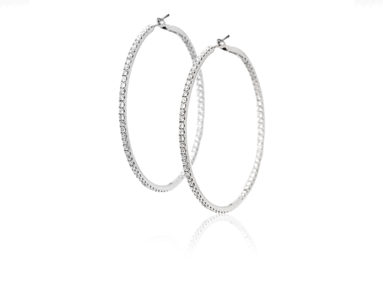 14K, white gold, 38mm, diamond hoop earring. .52 diamond total weight