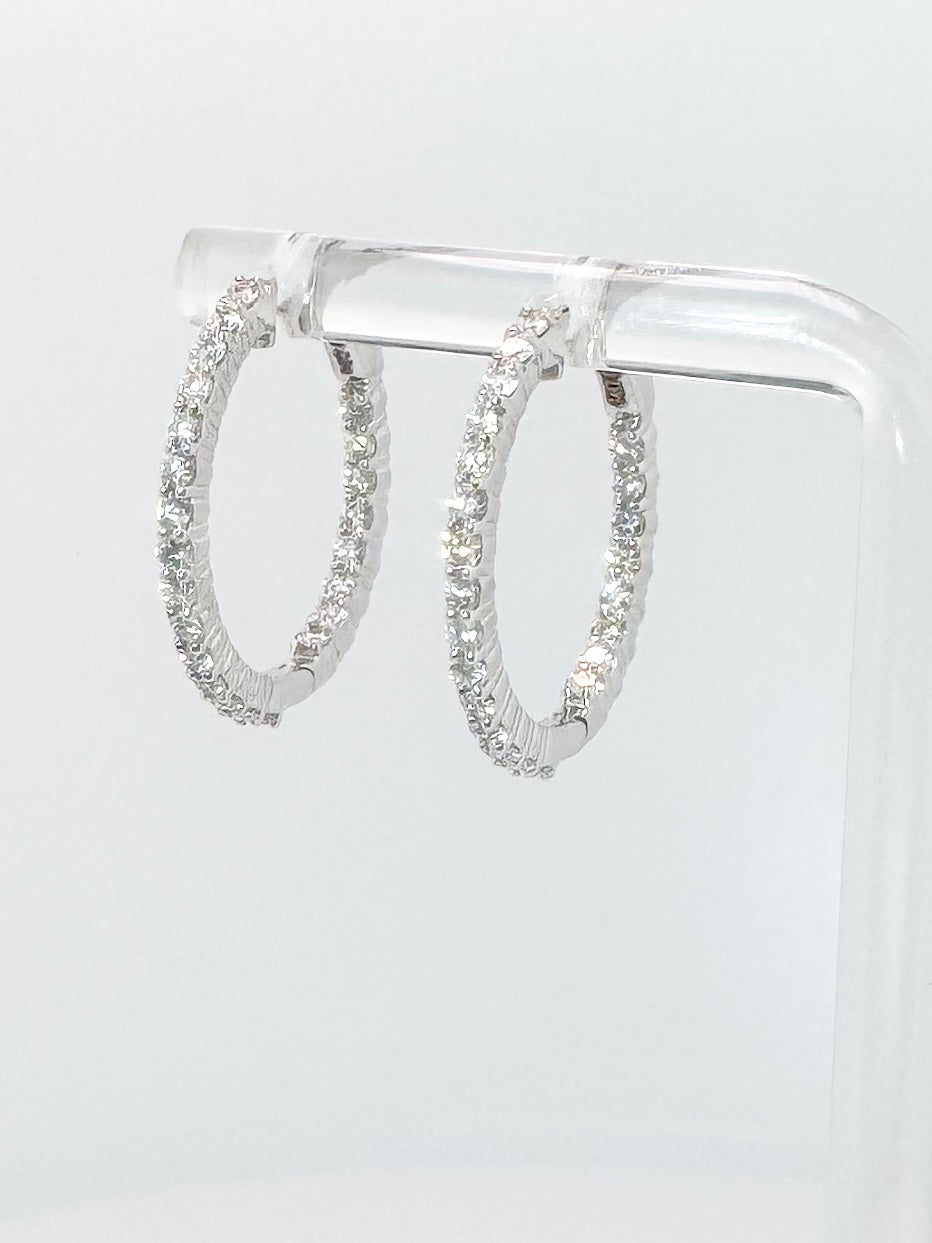 14k, white gold, 1.00 ctw inside out, lab diamond earrings. VS2 F