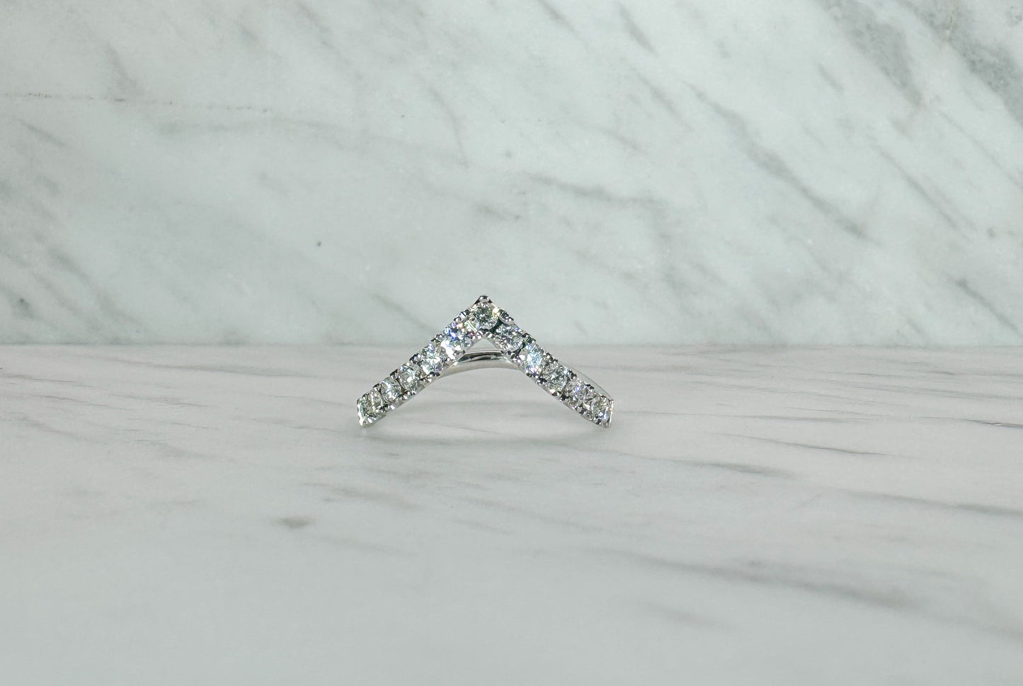 White Gold Diamond V Ring