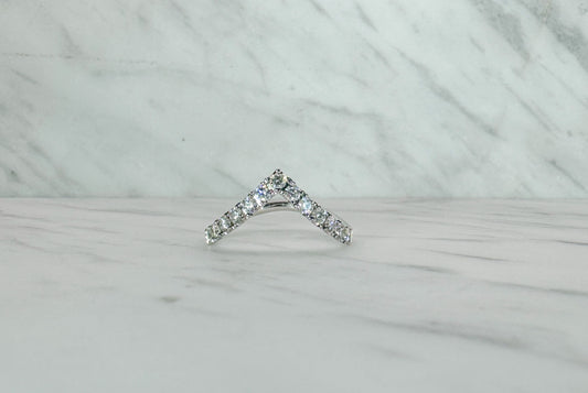 White Gold Diamond V Ring