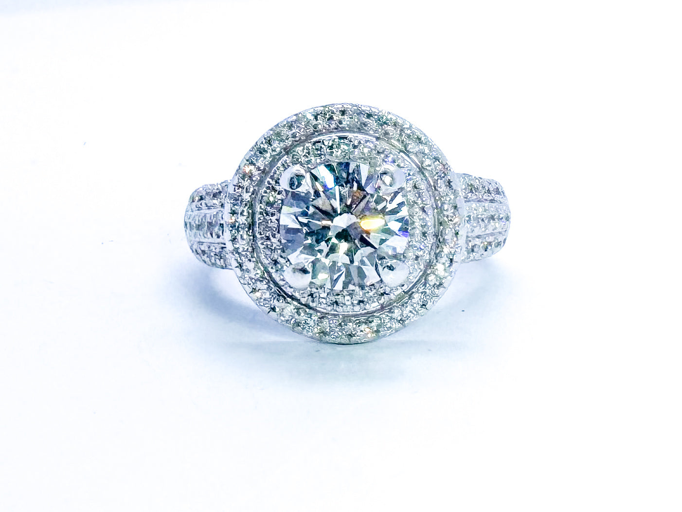14k, white gold 2.54 Natural diamond total weight. Huge LOOK!!!