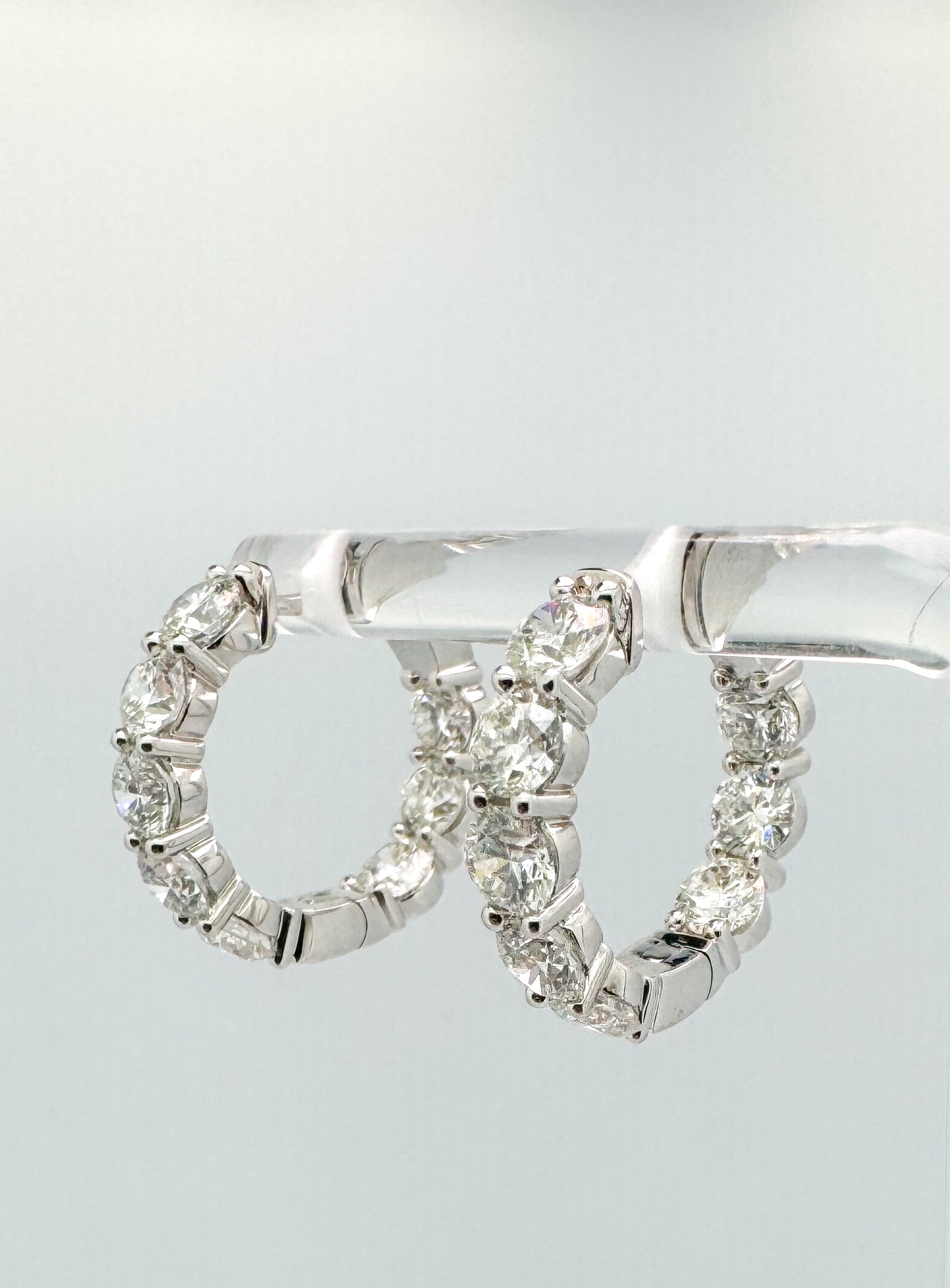 14KW 5.00 carat total weight lab grown diamond hoop earrings