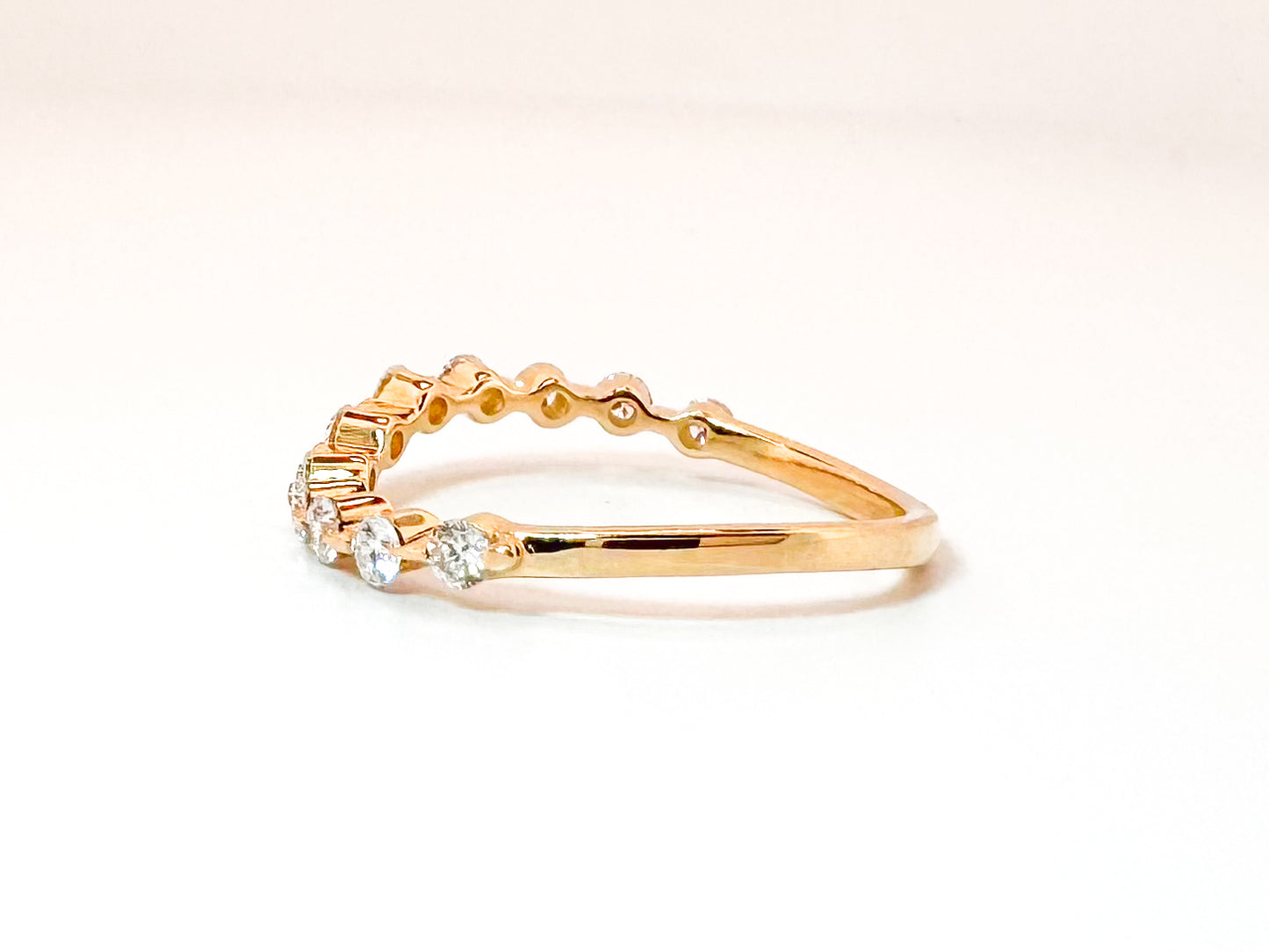 14K, Yellow gold, " wave" lab diamond band .37 carat total weight