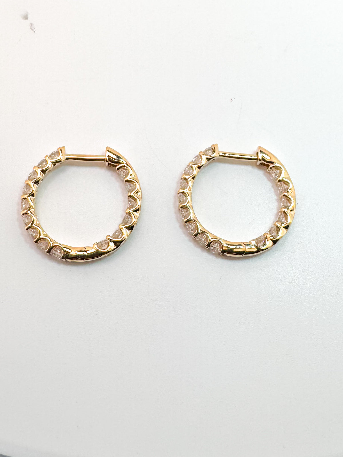 14K, yellow gold, inside out, lab grown diamond earrings. 1.00 ctw