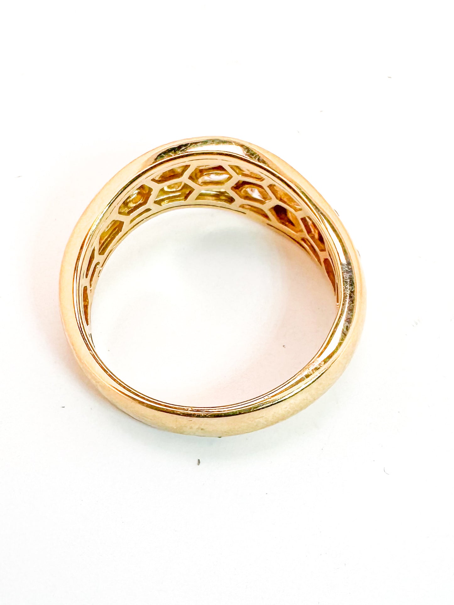 14K, yellow gold flush set .45 carat total weight diamond fashion ring.