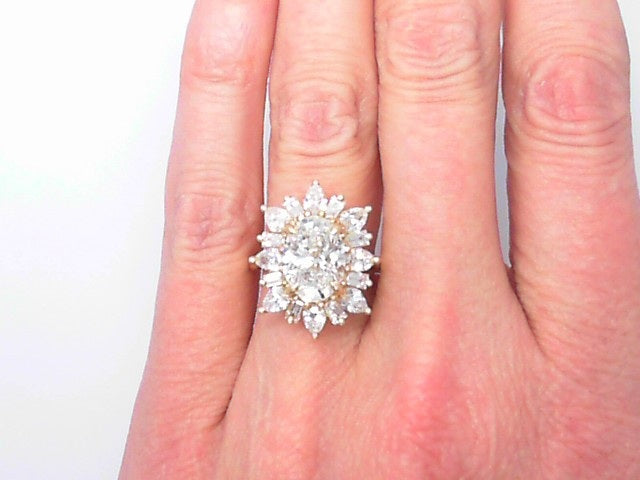 2.71ct Lab Oval, 1.68ctw side 14ky Ring