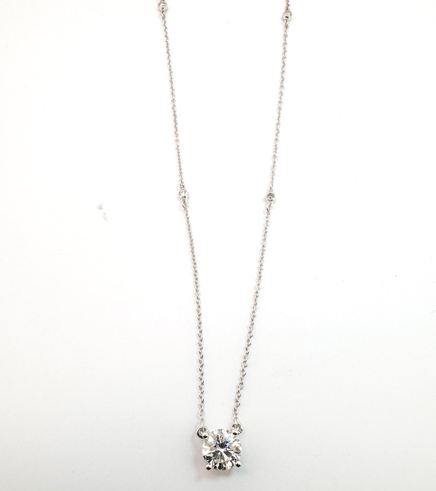 14K, white gold, 2.06 dtw lab grown diamond necklace.