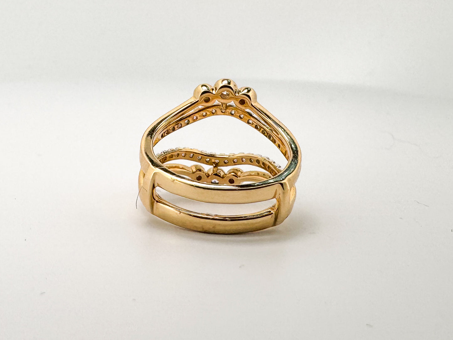 14K, Two tone, natural diamond wedding wrap. .47 carat total weight