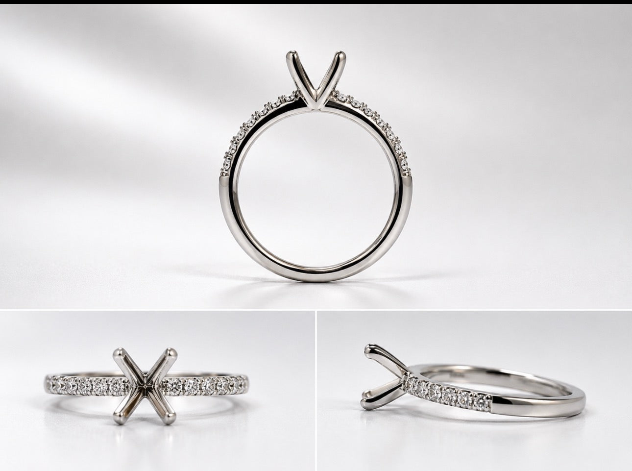14K,White gold, .50 diamond total weight, semi mount engagemnet ring.