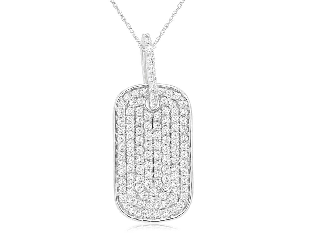 14k, white gold, diamond dog tag. .50 carat total weight.