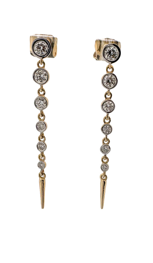 14K, Yellow gold, .59 carat lab grown diamond earrings