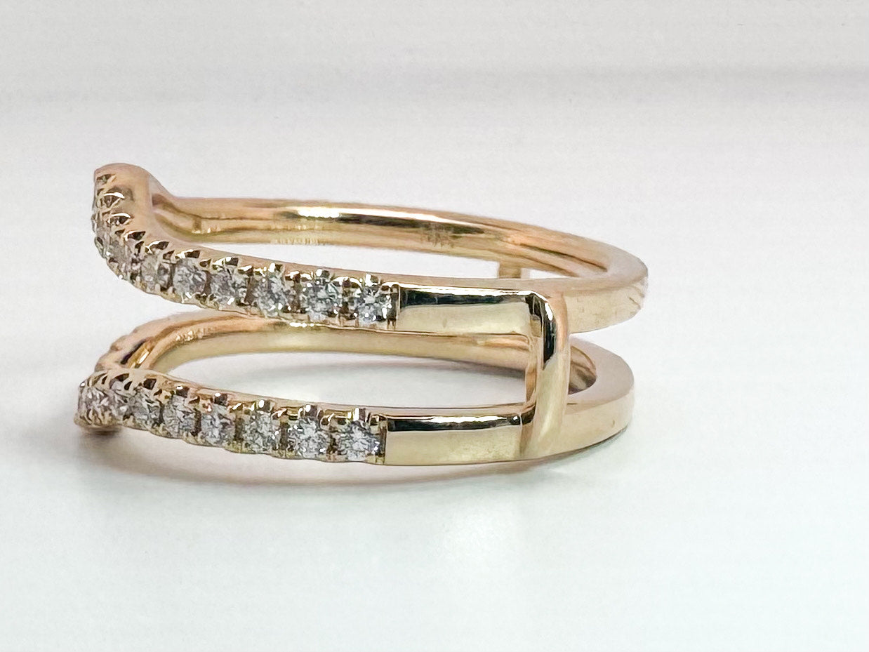 14K Yellow gold .55 diamond total weight ring insert.