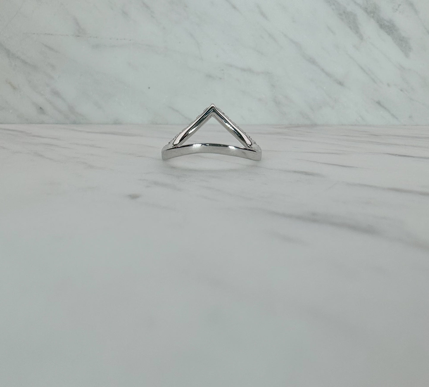 White Gold Diamond V Ring