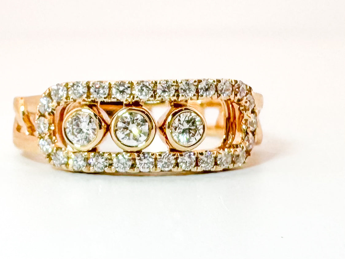 14K, Yellow gold, movable natural diamond ring. .41 carat total weight.