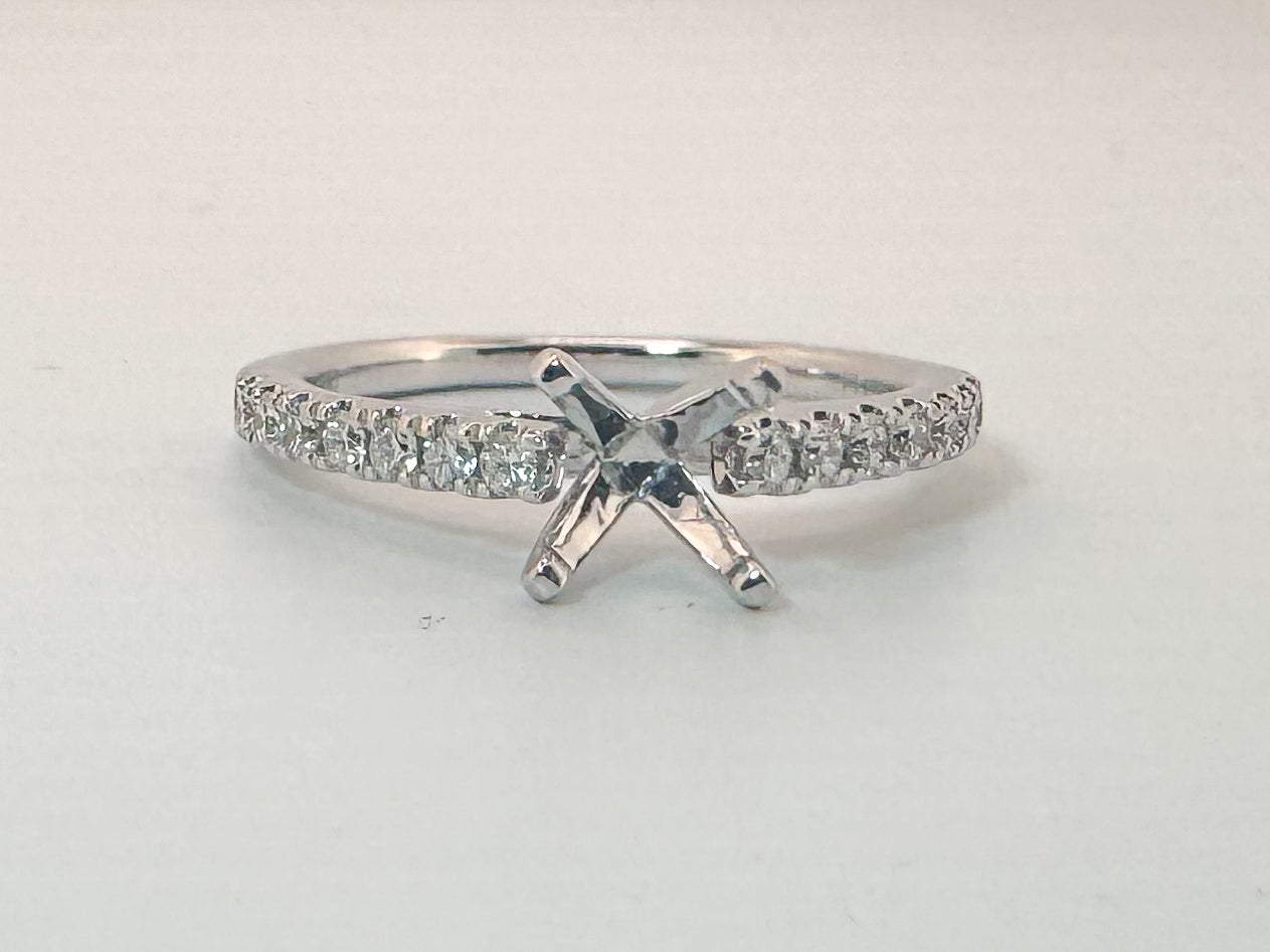 14K, white gold .35 natural diamond, cathedral, engagement ring.