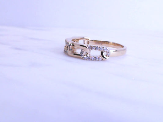 14k yellow diamond link fashion ring