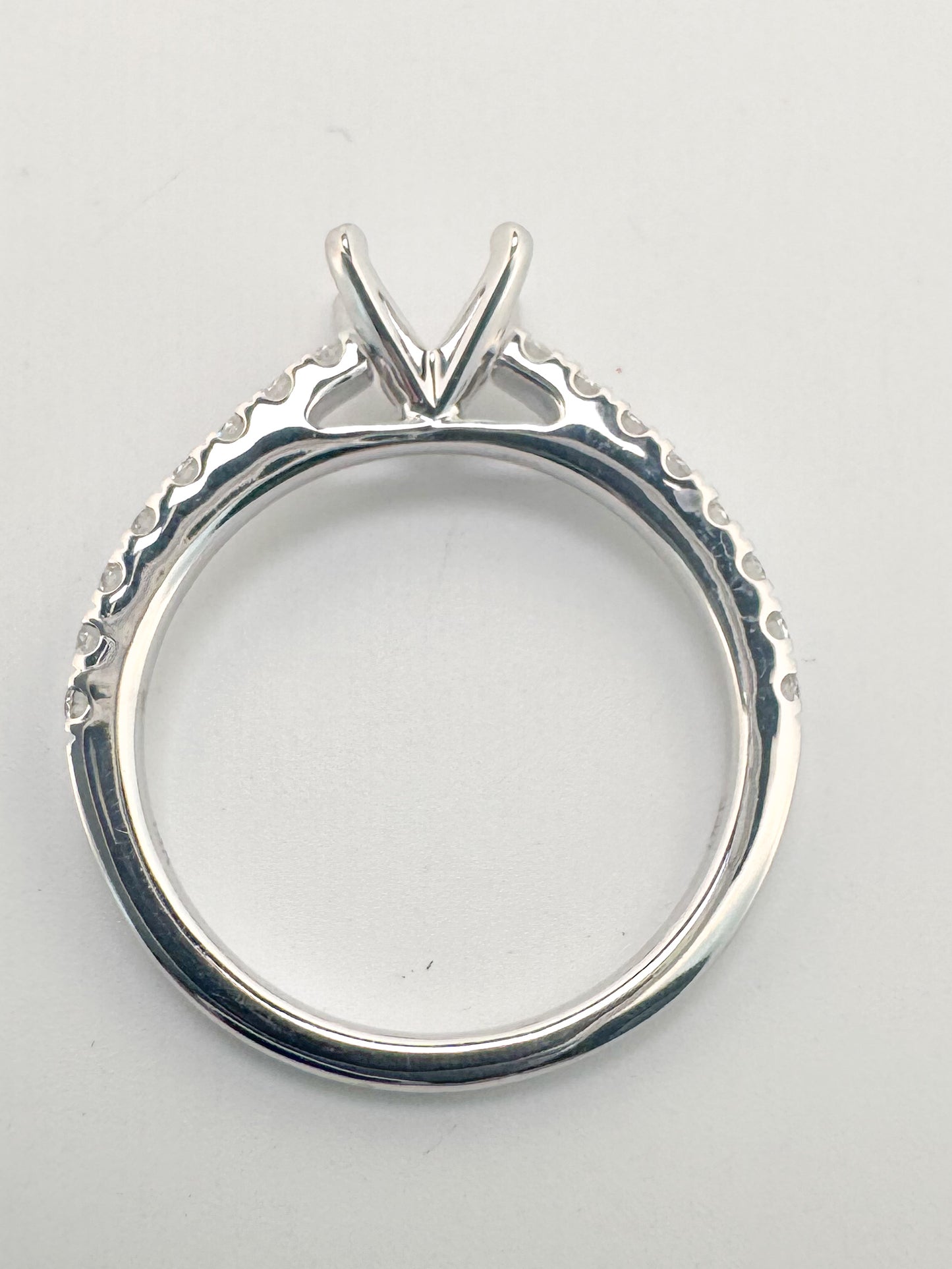 14K, white gold .25 diamond total weight, cathedral semi mount.