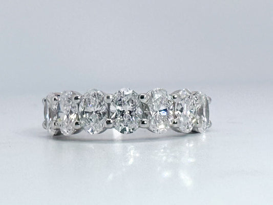 14K,White gold 4.20 diamond total weight oval lab  diamond wedding/ anniversary band