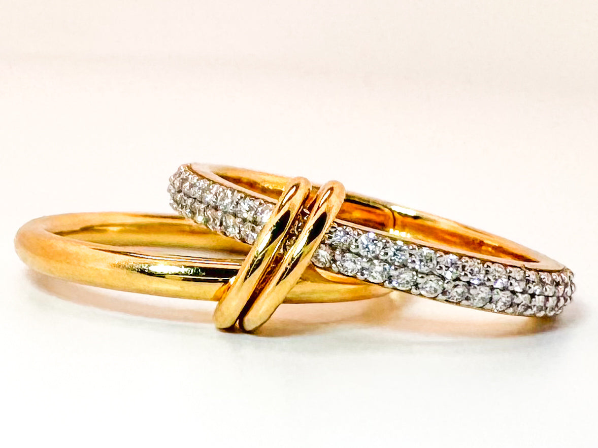 14K,yellow gold .70 carat total weight, Spinali ring. Lab grown