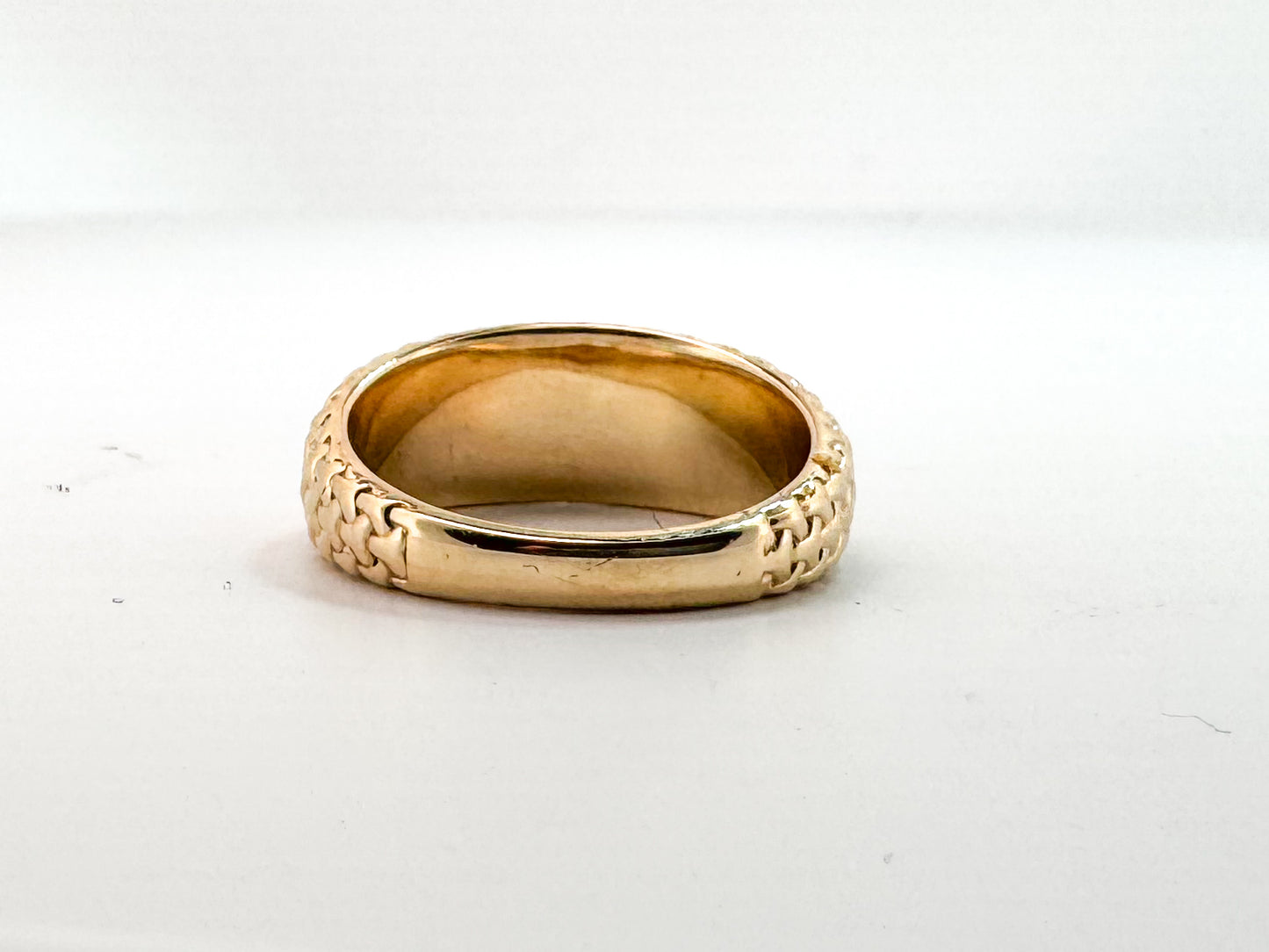 14k, yellow gold, braided, natural diamond fashion ring. .33 diamond total weight