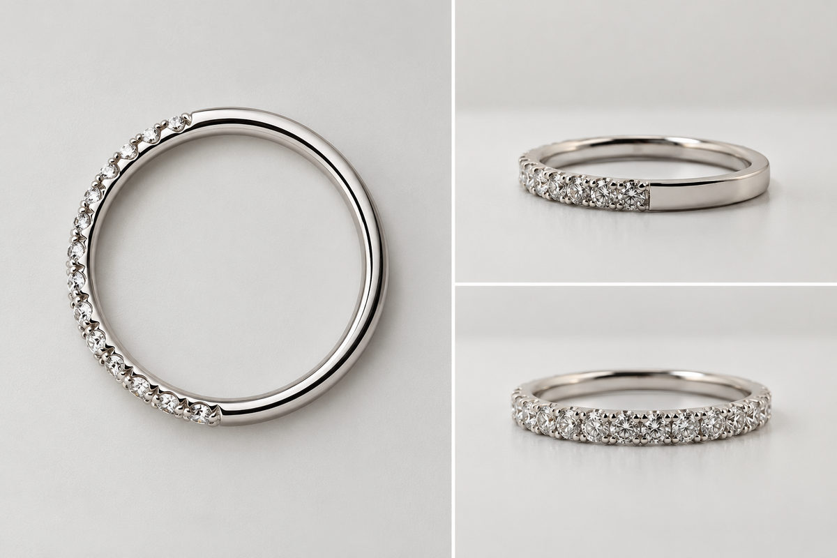 14k, White gold, .37 diamond total weight, VS2 G "U" Prong diamond band.