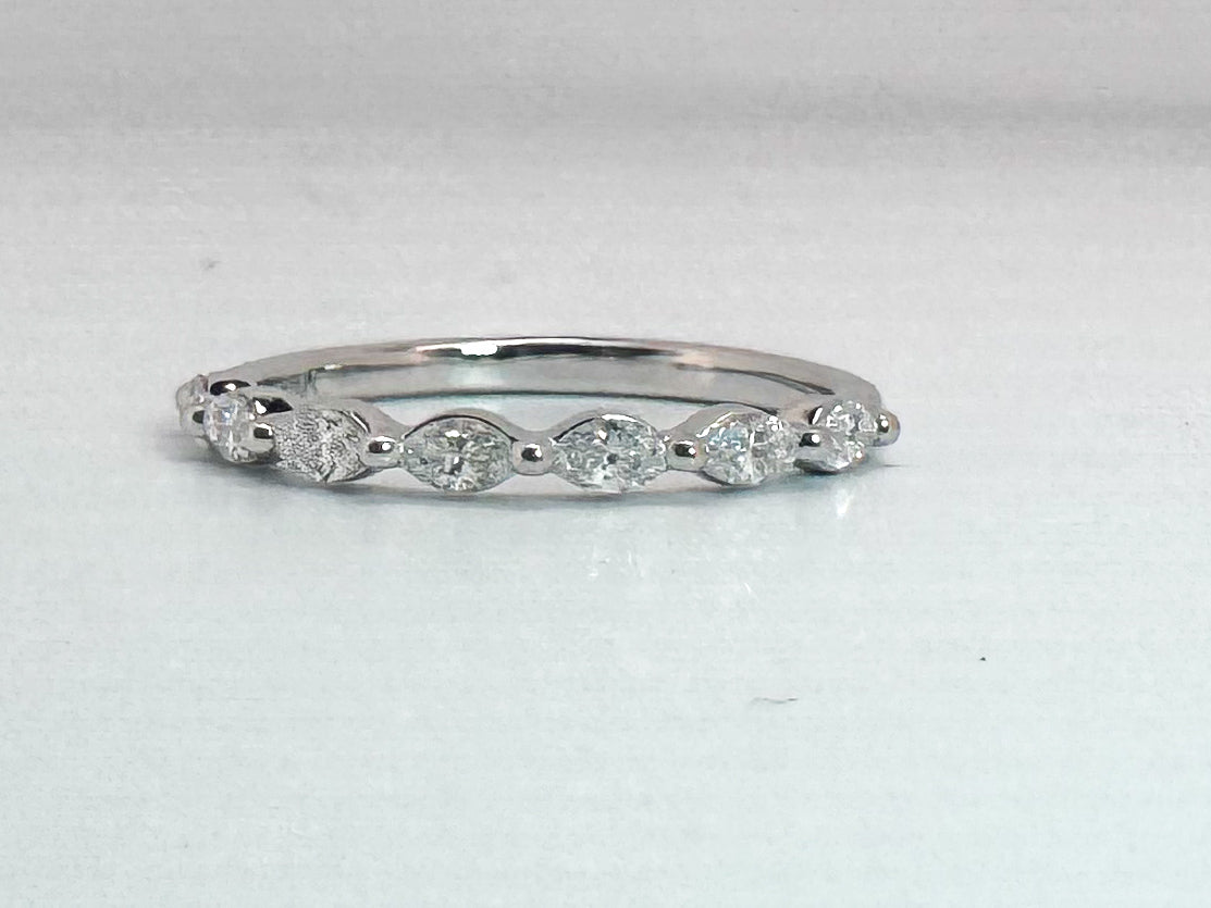 14k, white gold .40 dtw east/west marquise diamond band