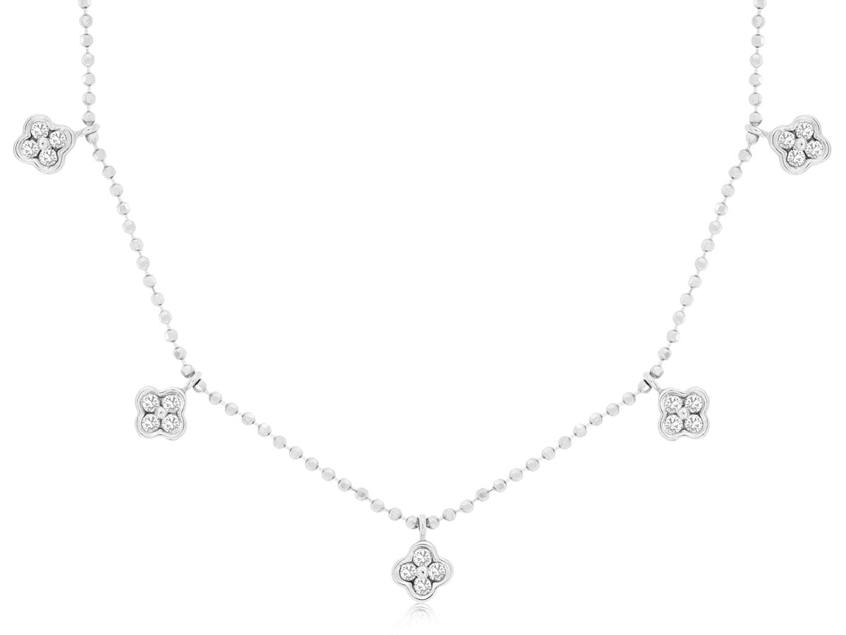 14k White Gold, .50 carat total weight, Diamond Station Necklace