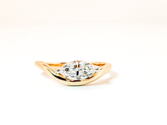 14K, .63 carat, lab grown marquise, diamond ring VS1 F