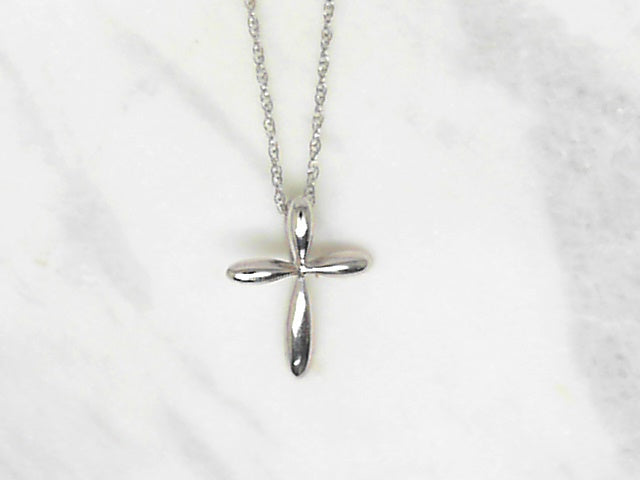 Dainty white gold cross