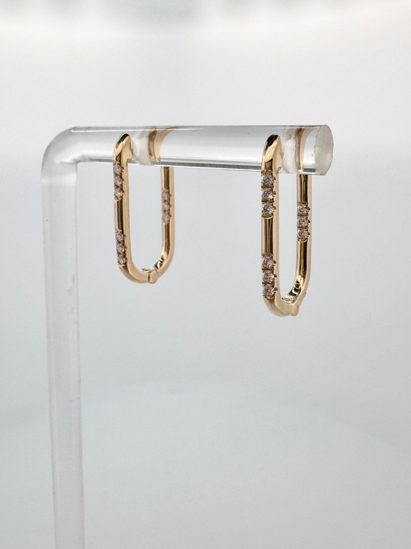 Diamond paperclip hoops with scatter diamond accents