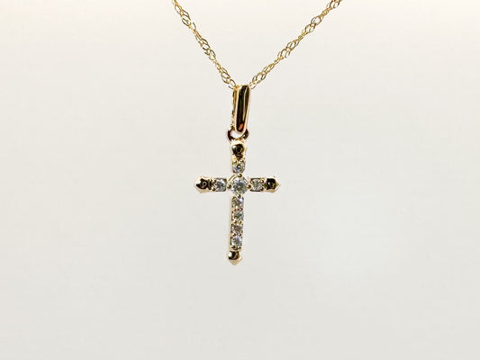 14k .07 dtw natural diamond petite cross