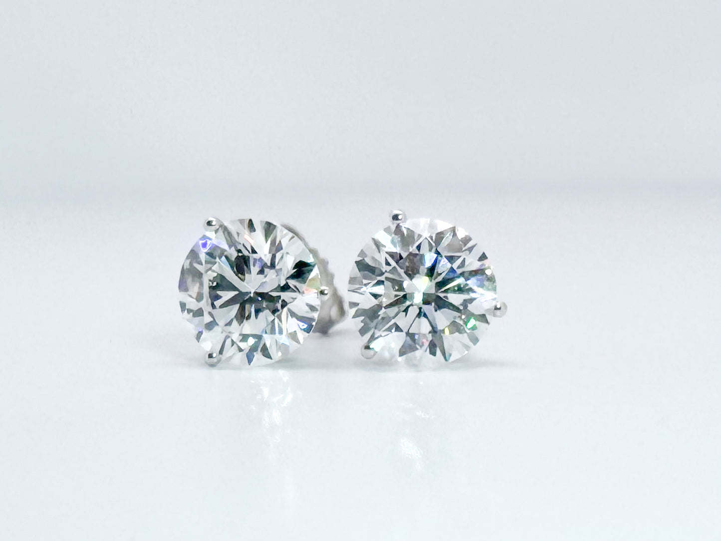 14K, White gold, 5.00 carat total weight, lab diamond earrings.