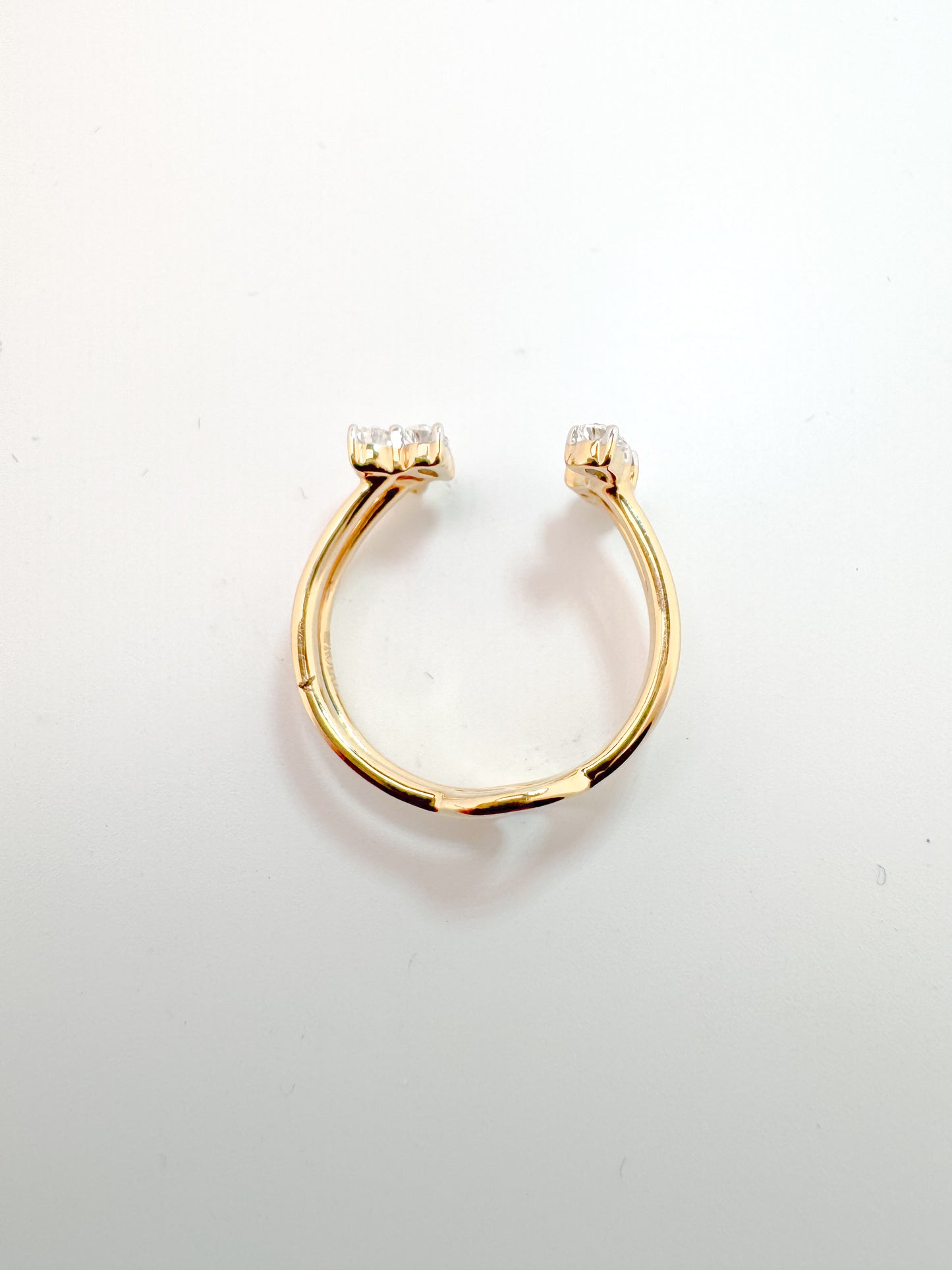 14K, yellow gold .66 dtw open concept fashion diaond ring.