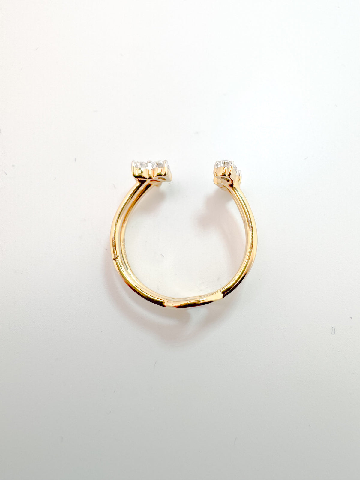 14K, yellow gold .66 dtw open concept fashion diaond ring.