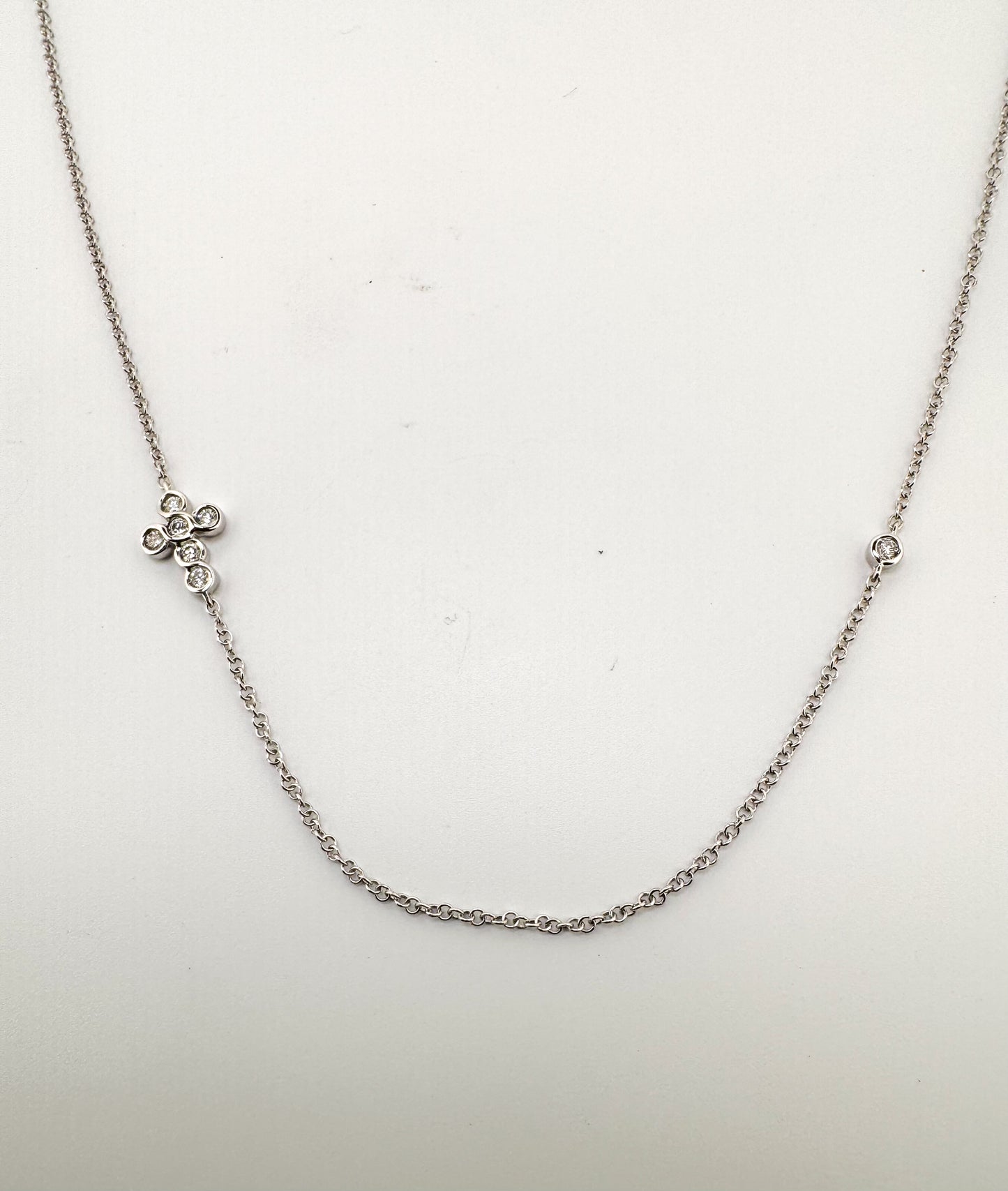 14k, white gold, diamond cross necklace. .28 diamond total weight